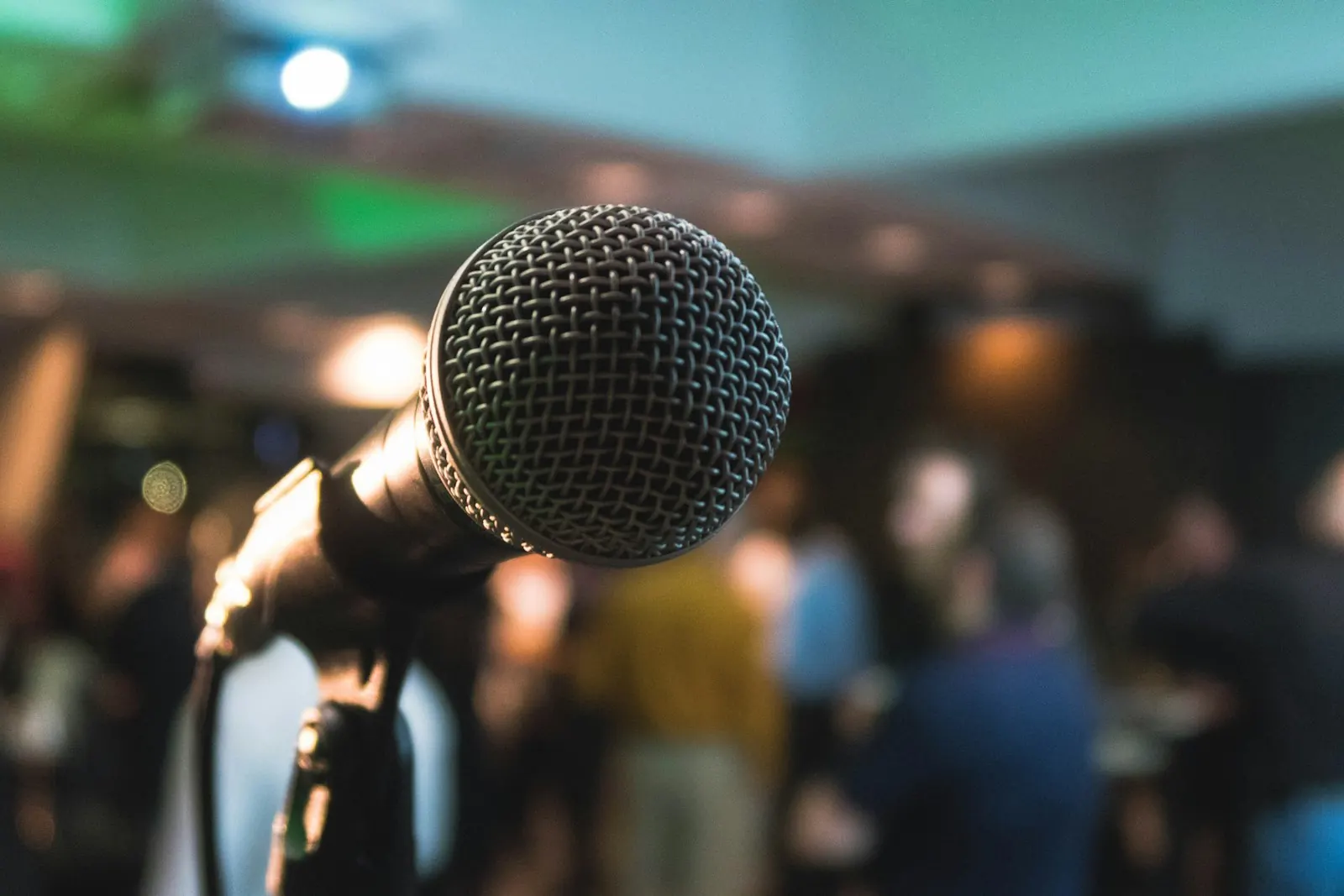 Microphone on stage ready for a debate competition